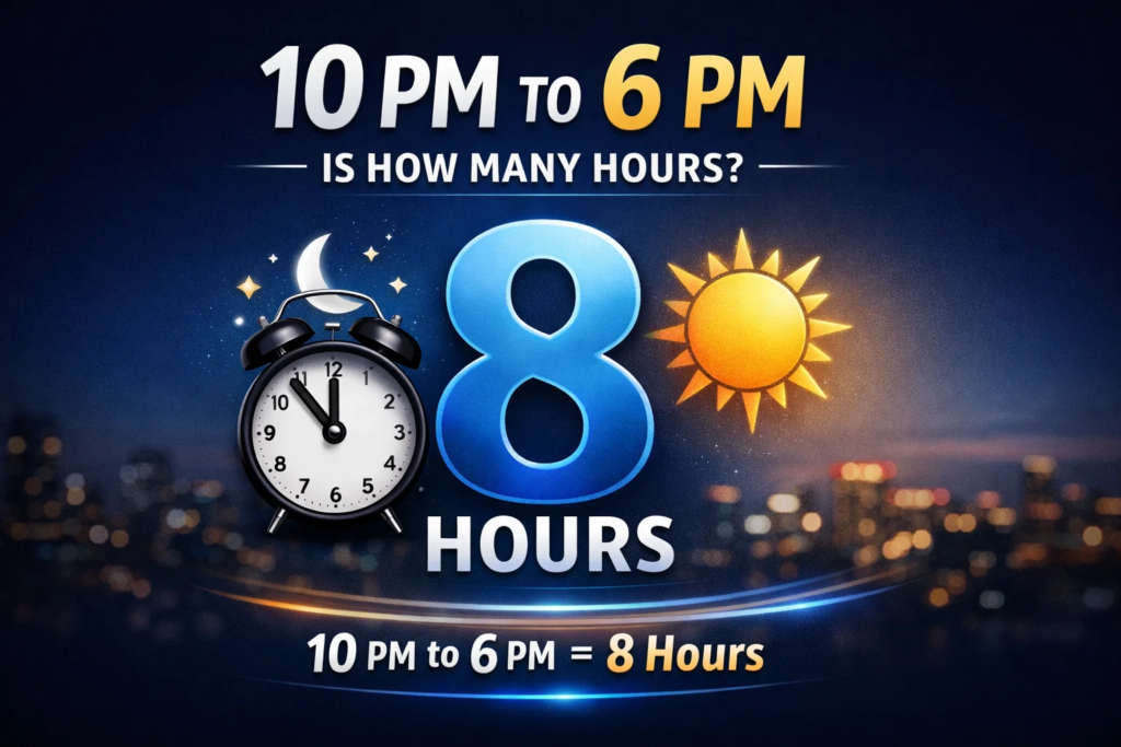 10pm to 6pm is how many hours