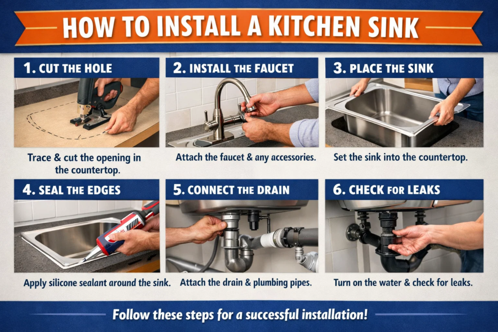 how to install a kitchen sink
