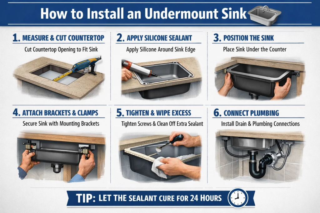 how to install undermount sink
