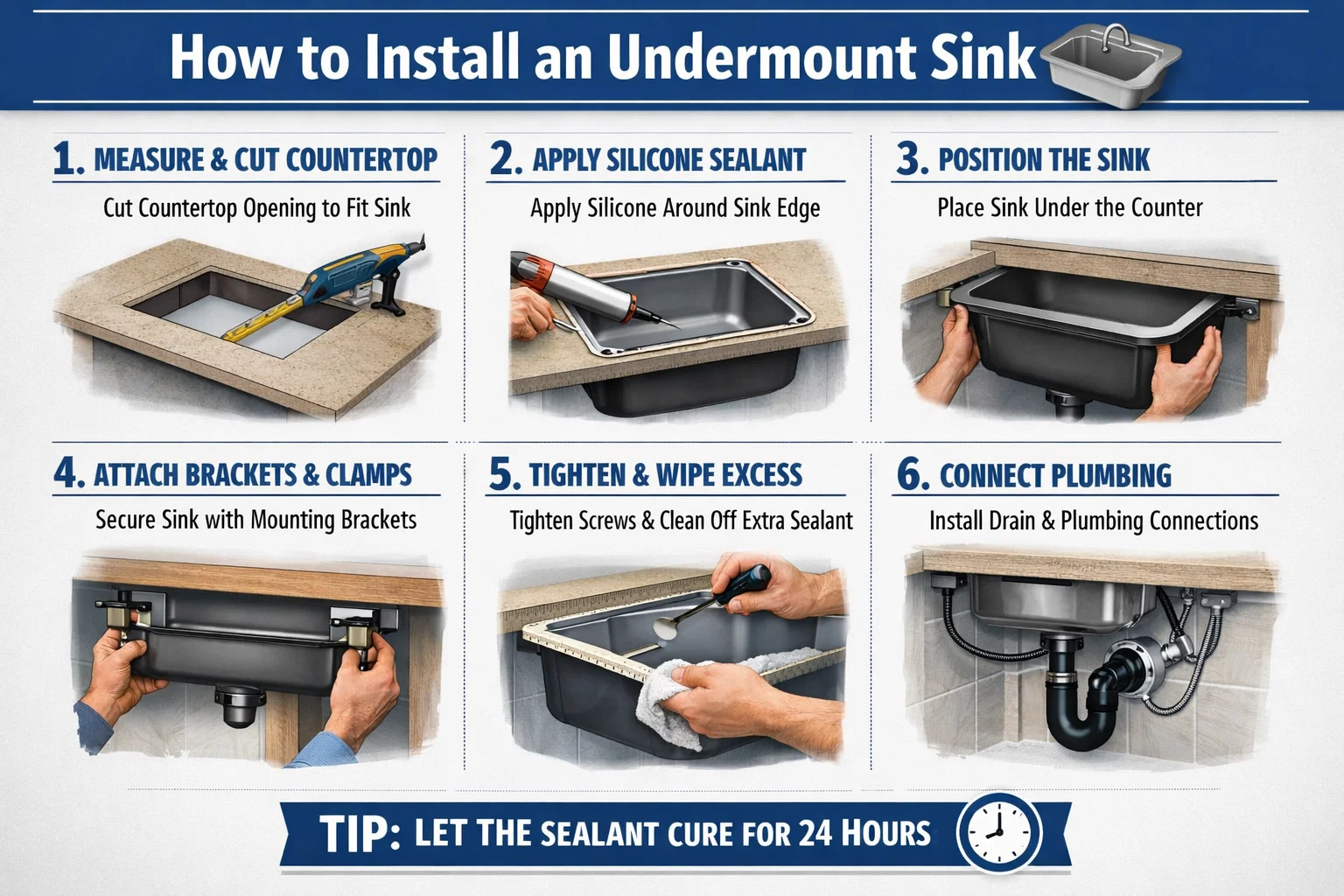 how to install undermount sink