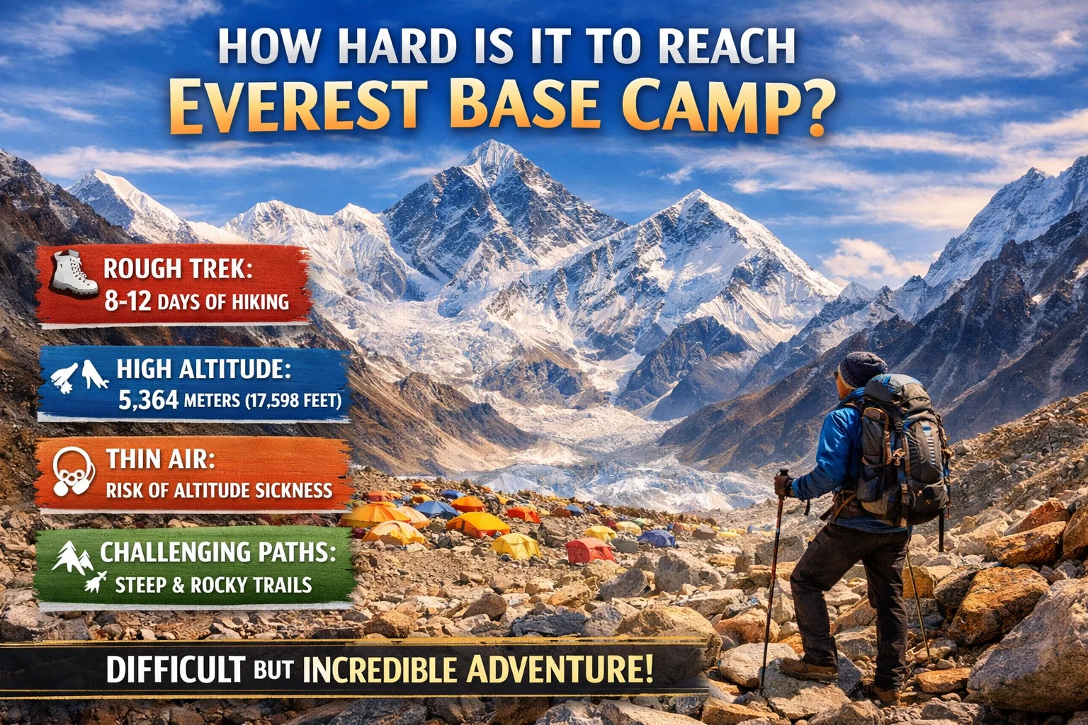 how hard is it to get to base camp everest