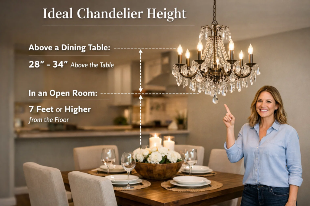 how high to hang a chandelier