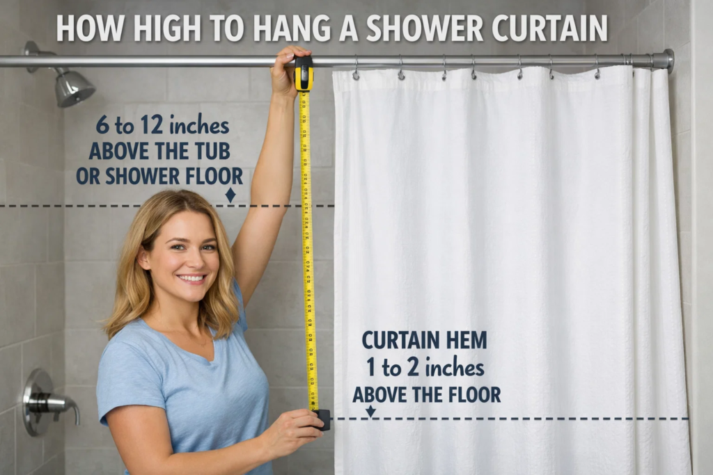 how high to hang a shower curtain