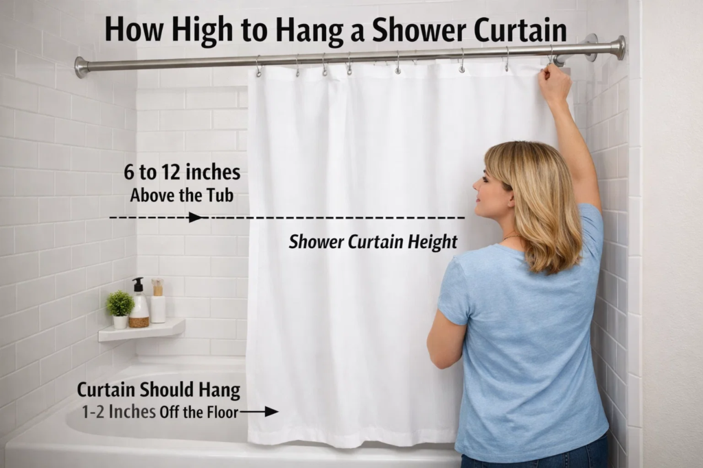 how high to hang a shower curtain