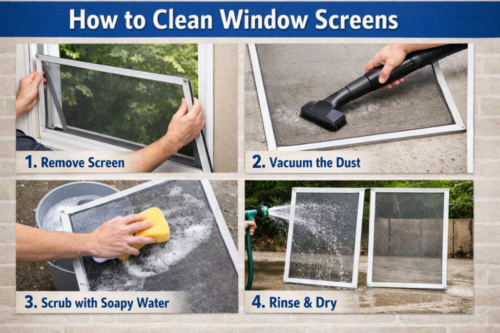 how to clean window screens