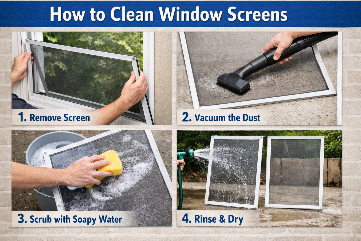 how to clean window screens