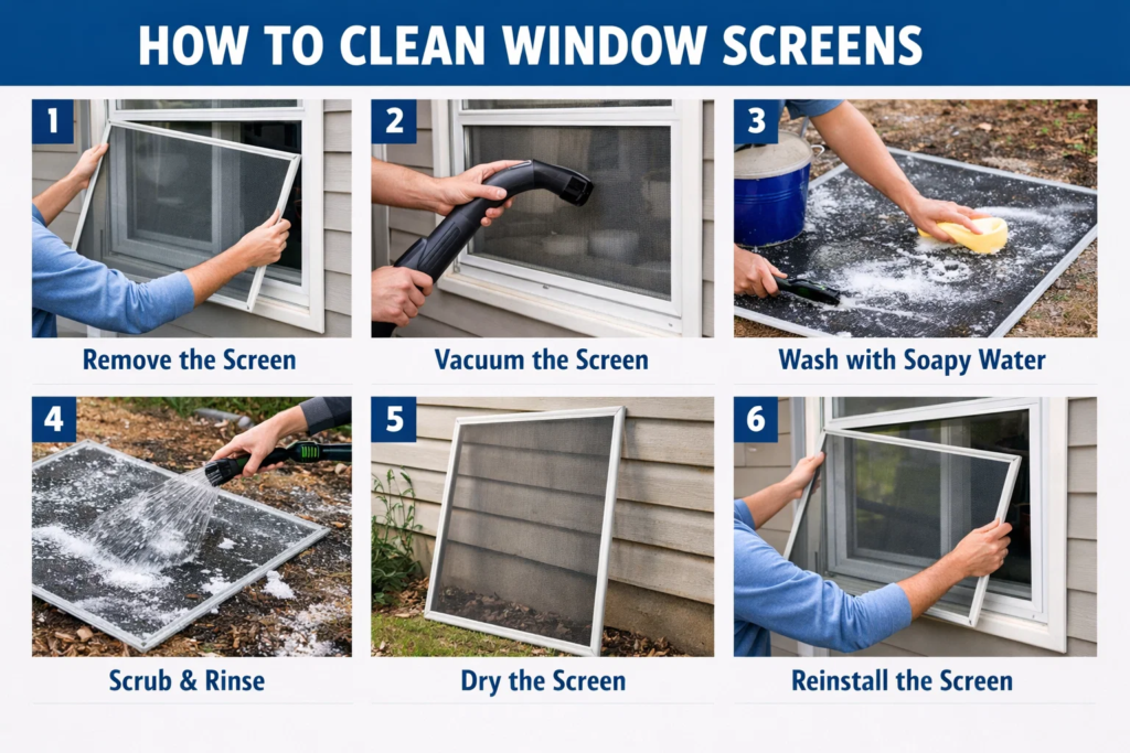 how to clean window screens