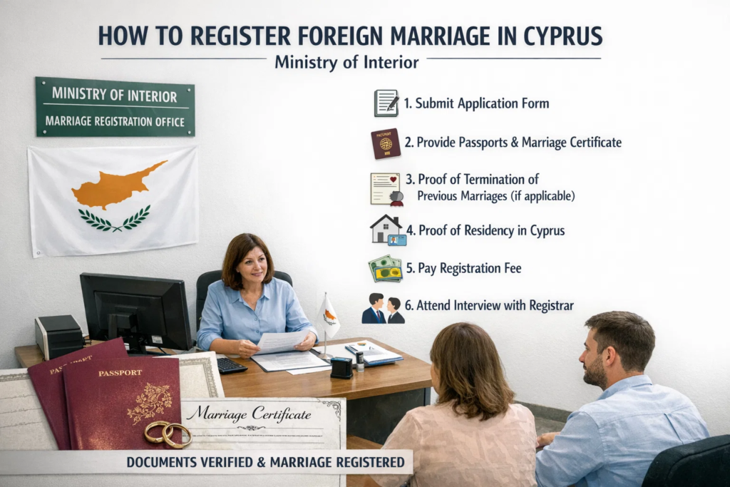 how to register foreign marriage in cyprus ministry interior