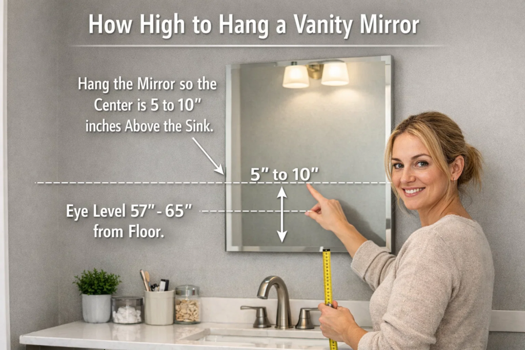 how high to hang a vanity mirror