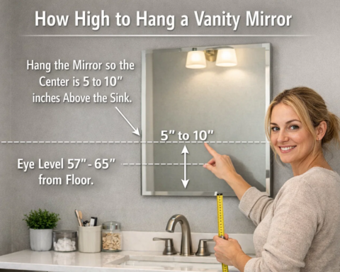 how high to hang a vanity mirror