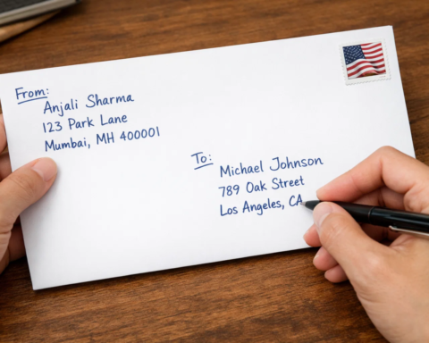 how to write from address and to address on envelope