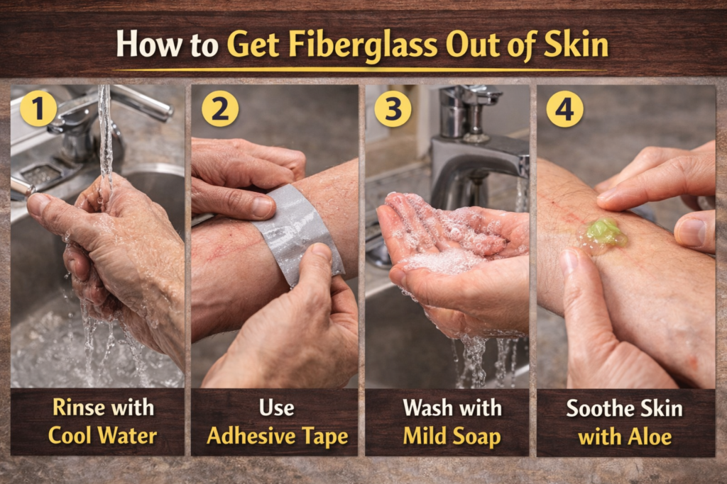 how to get fiberglass out of skin