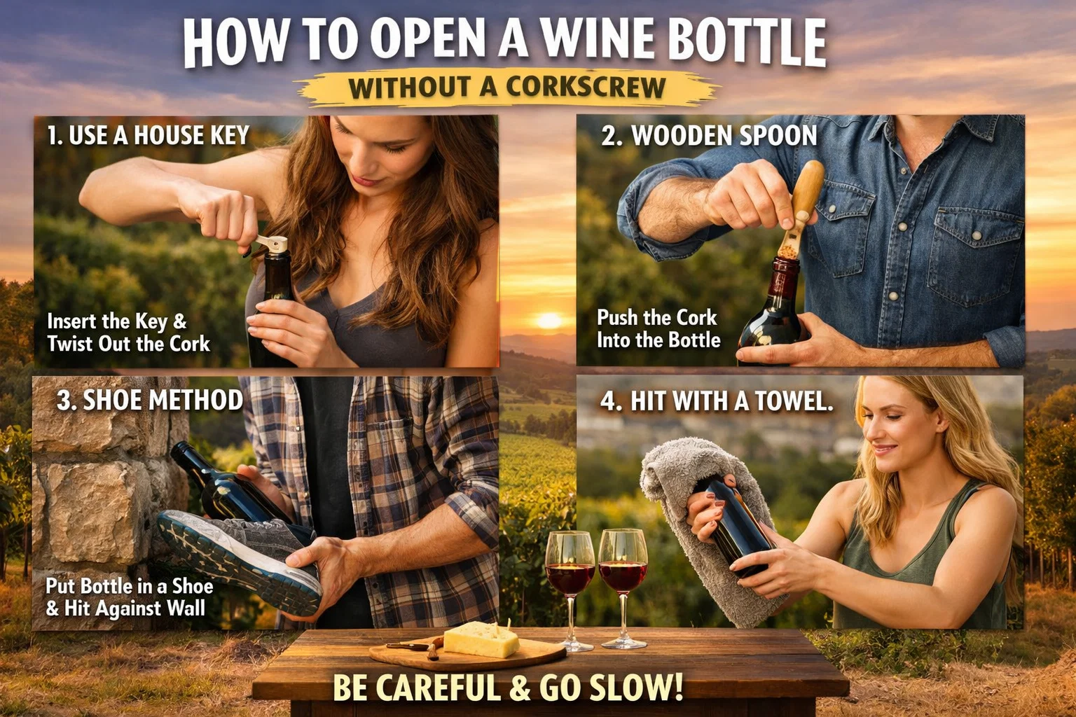 how to open a wine bottle without a corkscrew