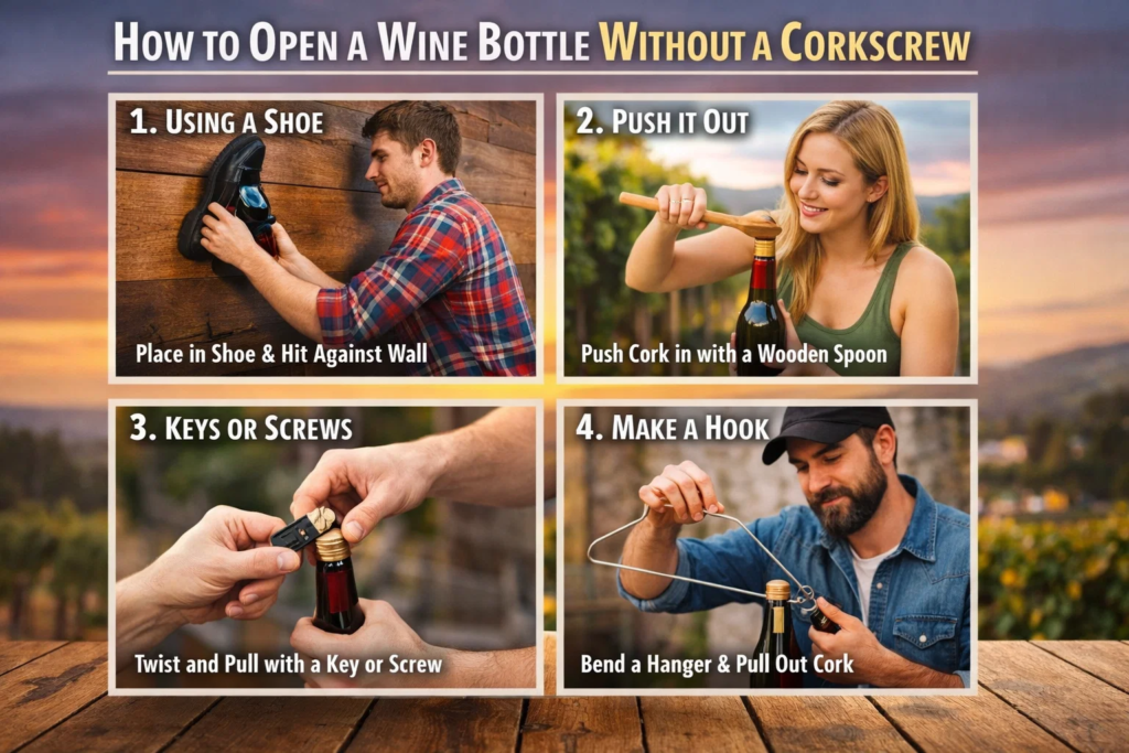 how to open a wine bottle without a corkscrew