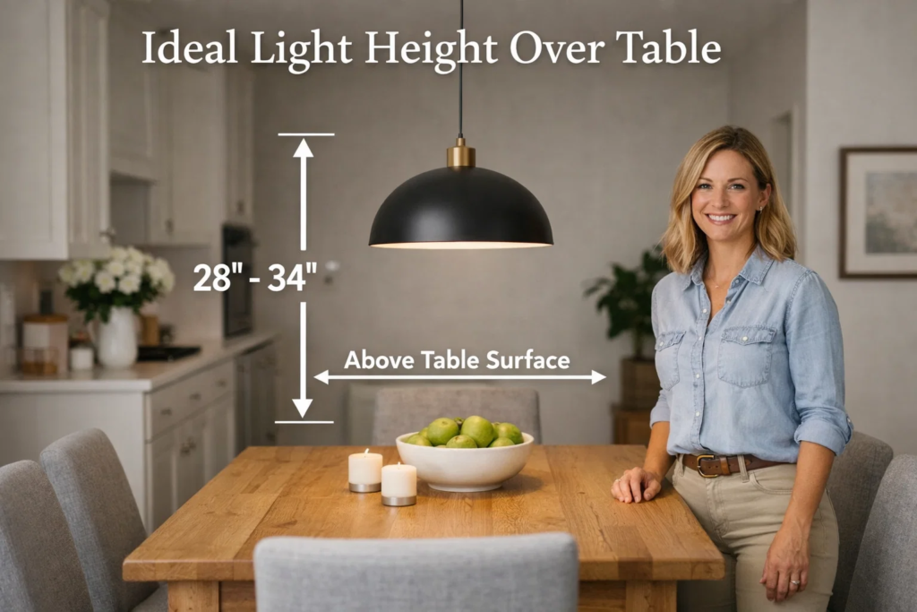 how high to hang light over table