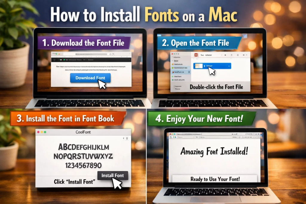 how to instal fonts on mac