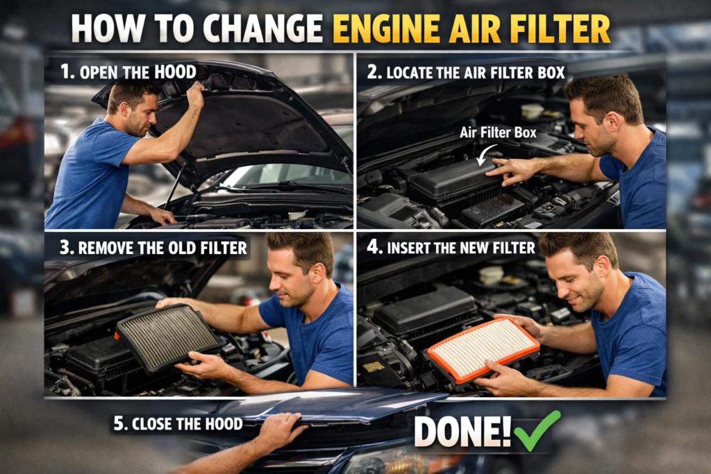 how to change engine air filter
