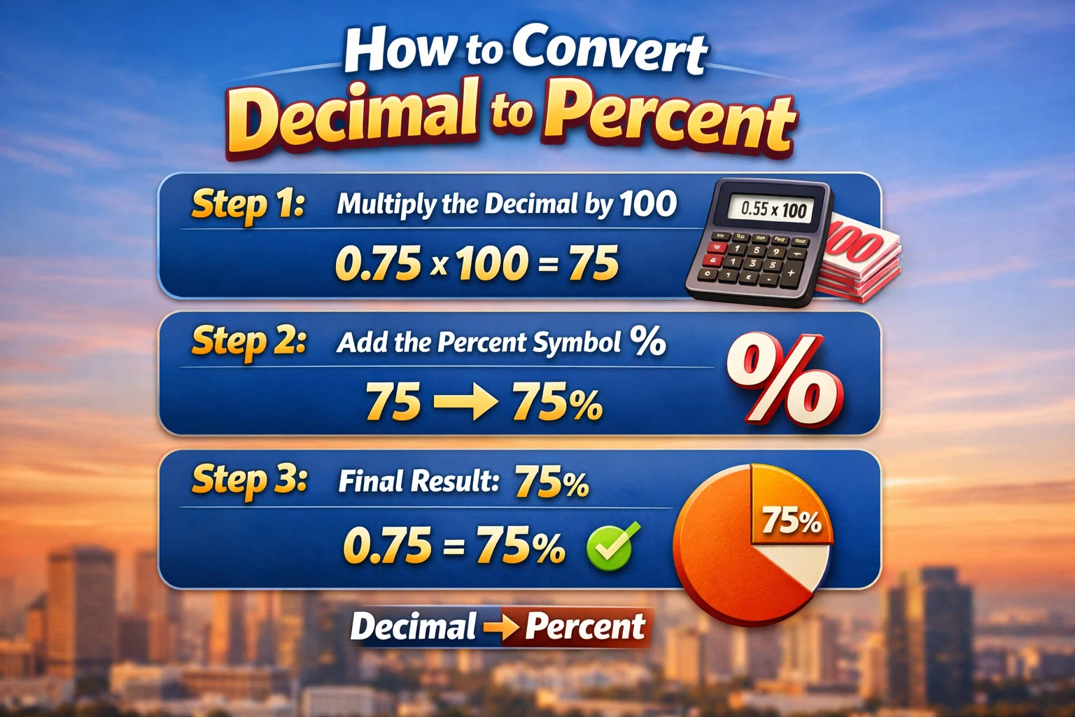 how to convert decimal to percent