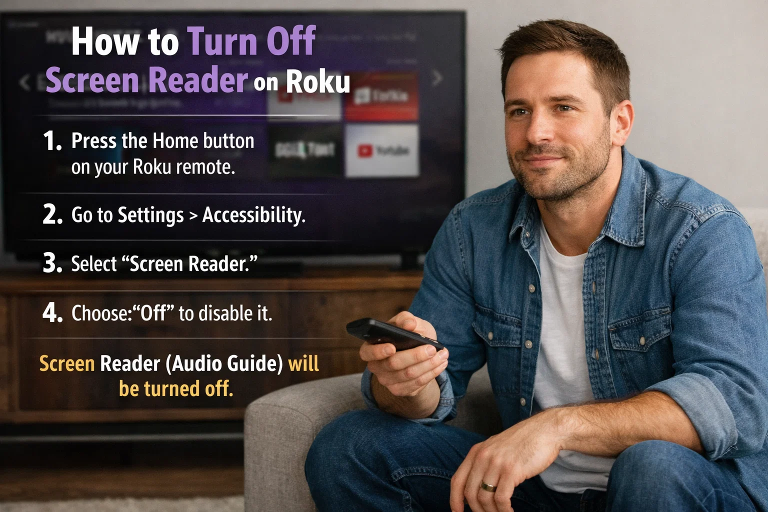 how to turn off screen reader on roku