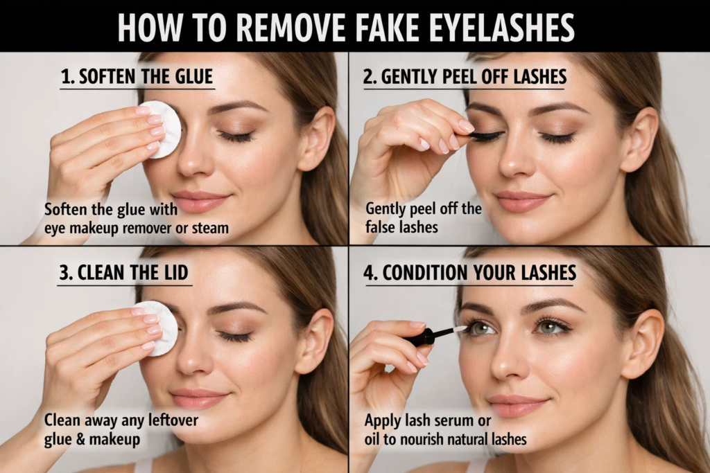 how to remove fake eyelashes