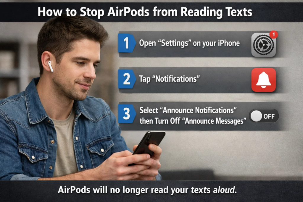 how to stop airpods from reading texts