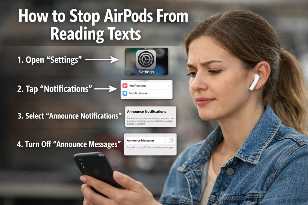 how to stop airpods from reading texts
