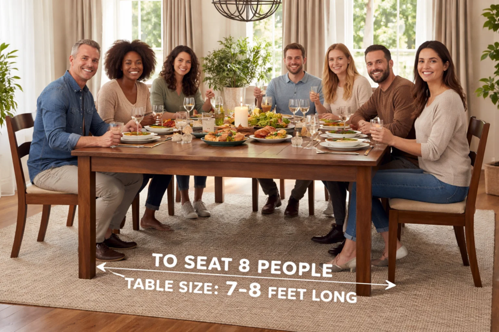 how long dining table to seat 8