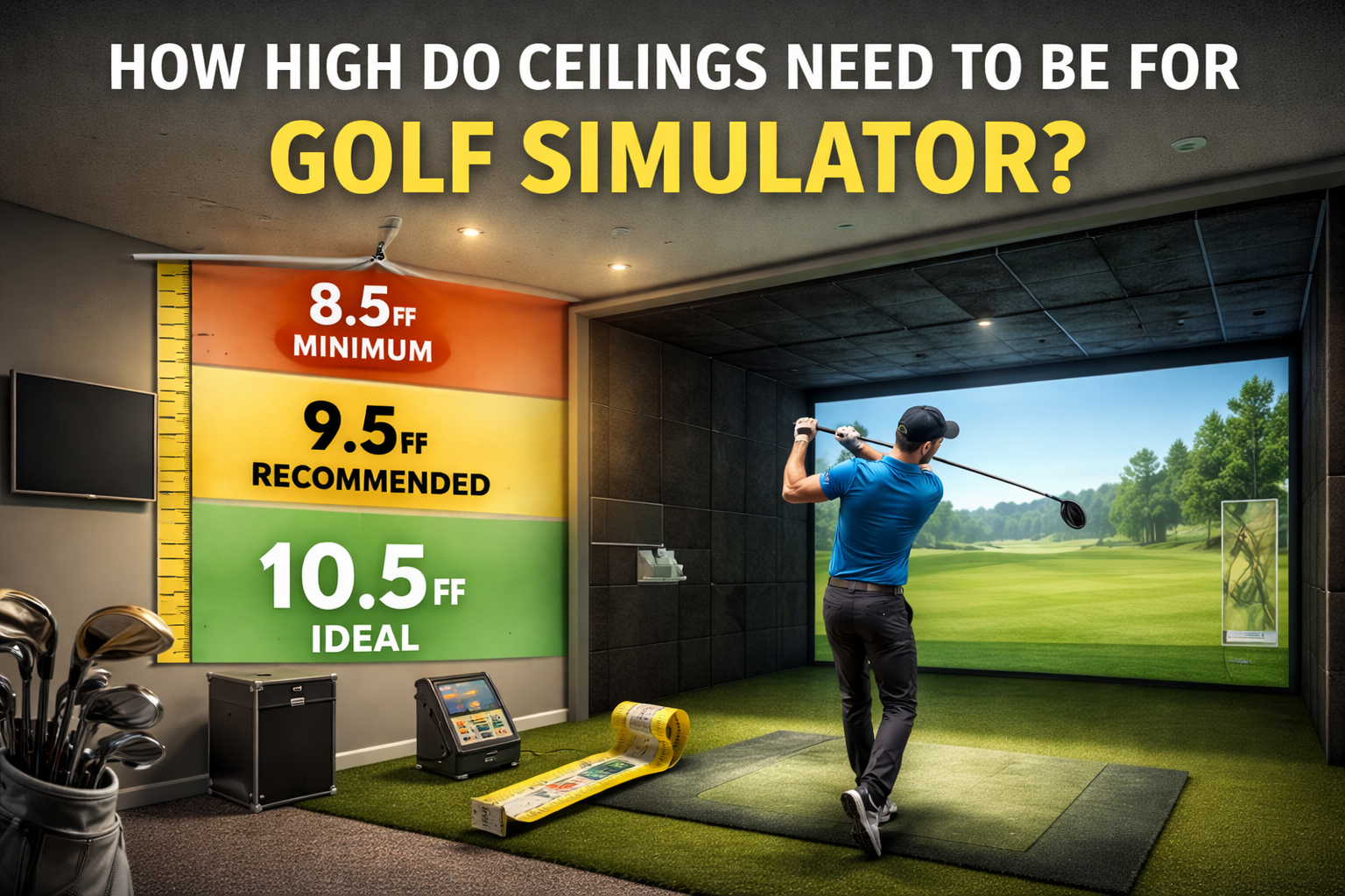 how do ceilings need to be for golf simulator