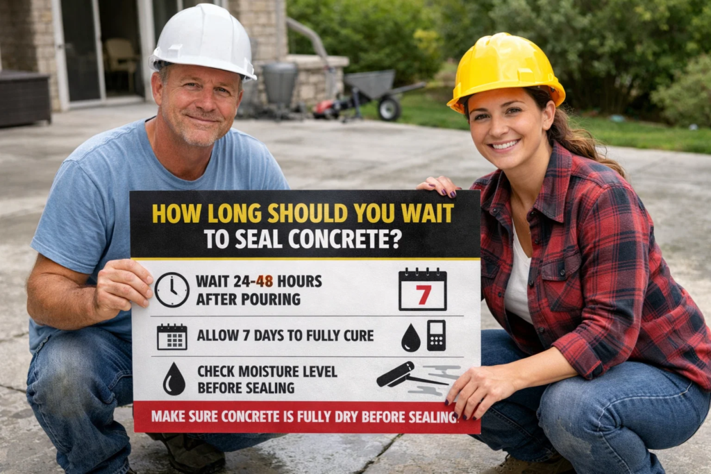 how long do you wait to seal concrete