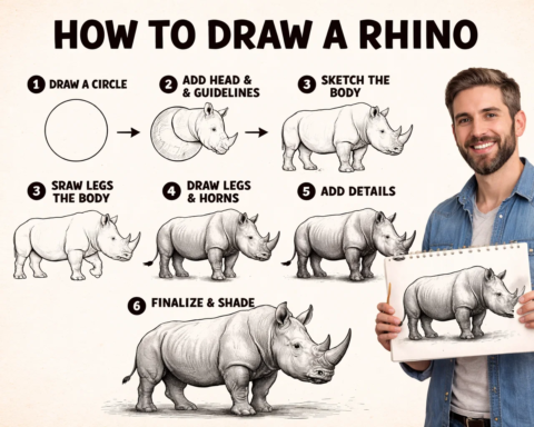 how to draw a rhino