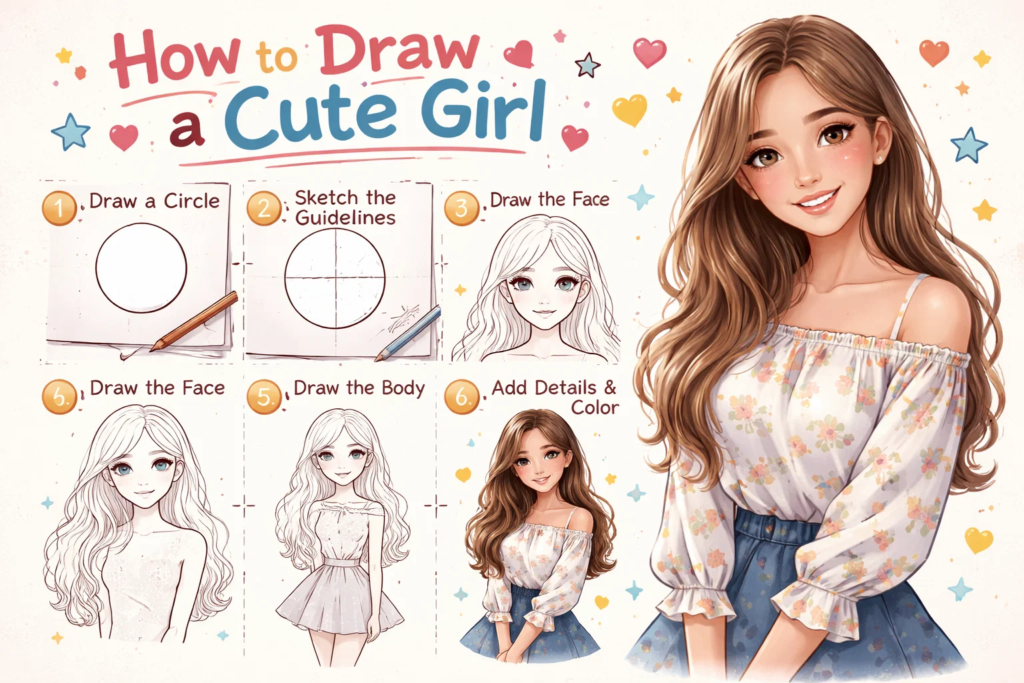 how to draw a cute girl